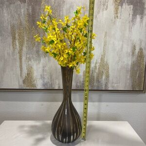Elegant Brown Vase with Yellow Floral Arrangement